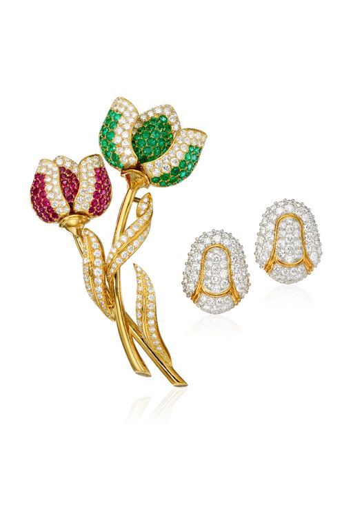 18k Gold Multi-Gem Jewelry Set