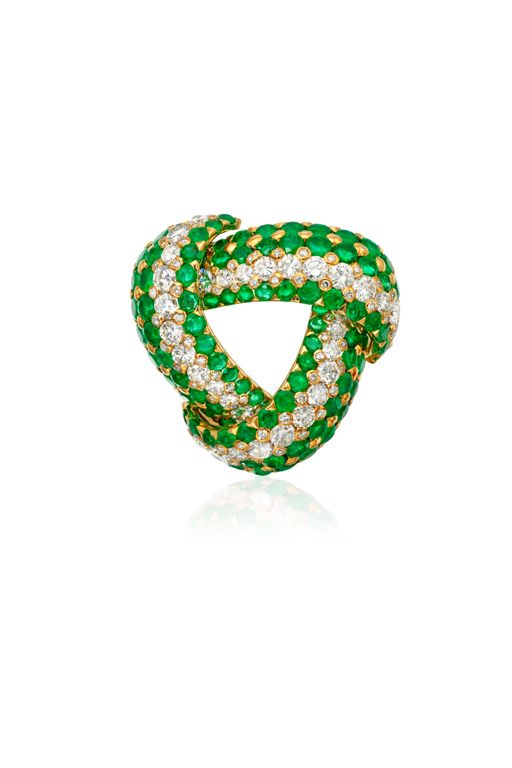 18k Gold Emerald and Diamond Brooch