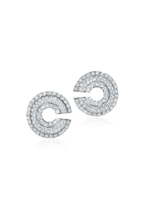Pair of White Gold Diamond Earrings