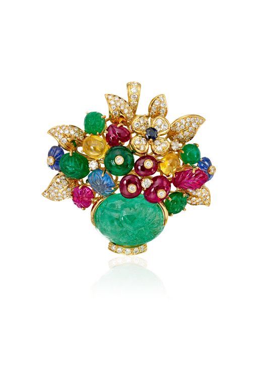 18k Gold Multi-Gem Pendant/Brooch