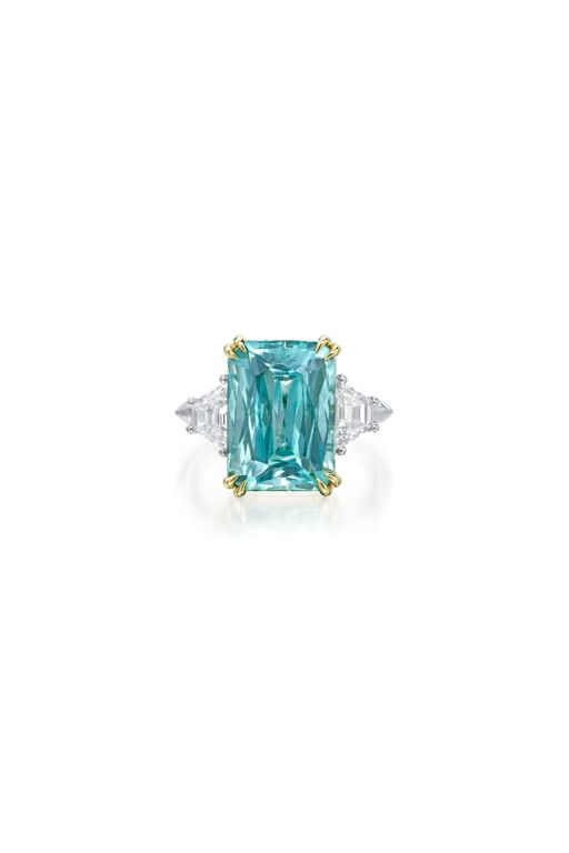 18k Gold, Platinum Tourmaline and Diamond Ring