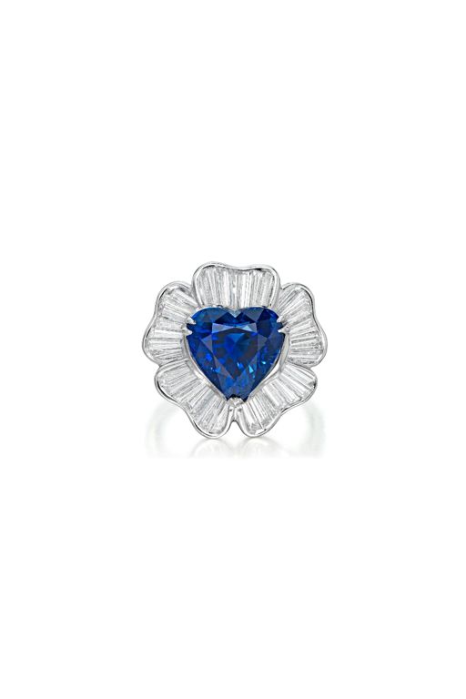 Platinum Sapphire and Diamond Ring