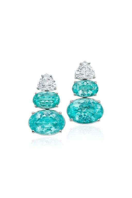 Pair of Gold Tourmaline and Diamond Earrings