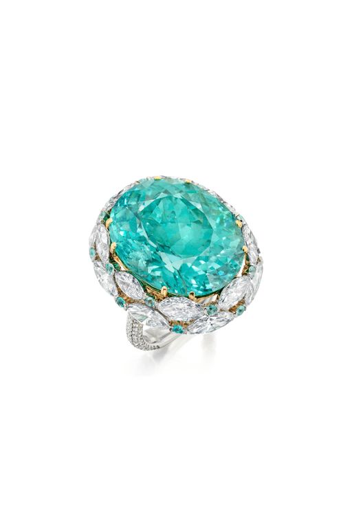 Platinum, 18k Gold Tourmaline and Diamond Ring