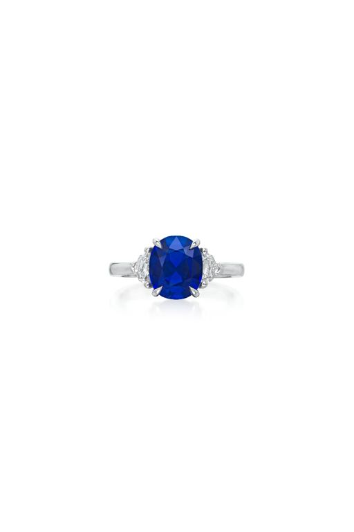 Platinum Sapphire and Diamond Ring