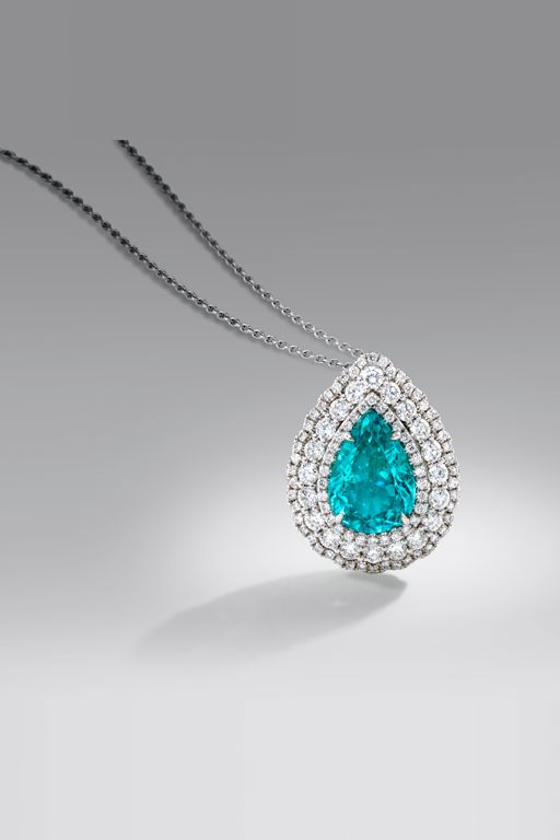 Gold Tourmaline and Diamond Pendant Necklace