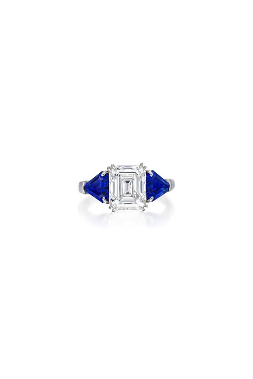 Platinum Diamond and Sapphire Ring