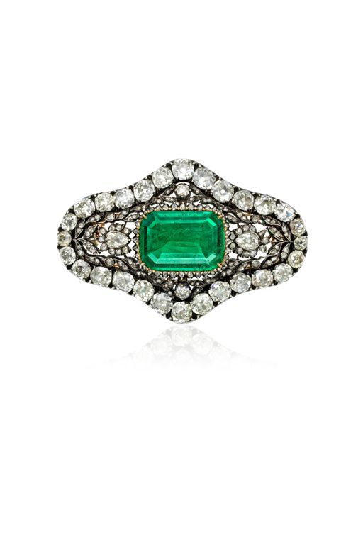 Emerald and Diamond Brooch