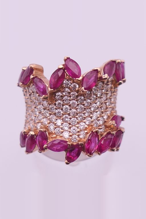 14k Gold Diamond and Ruby Ring