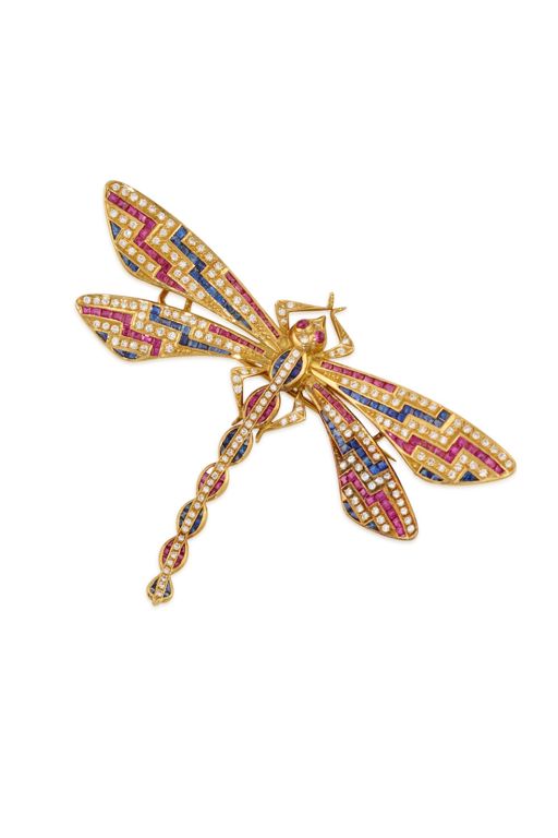 18k Gold Multi-Gem Brooch