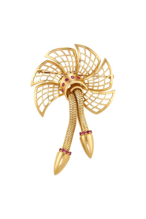 14k Gold Ruby Brooch