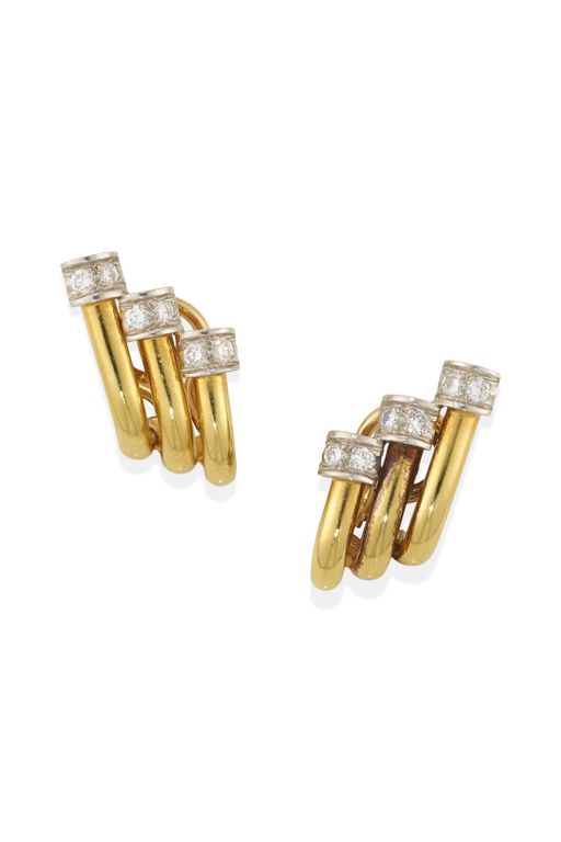 Pair of 18k Gold Diamond Earrings