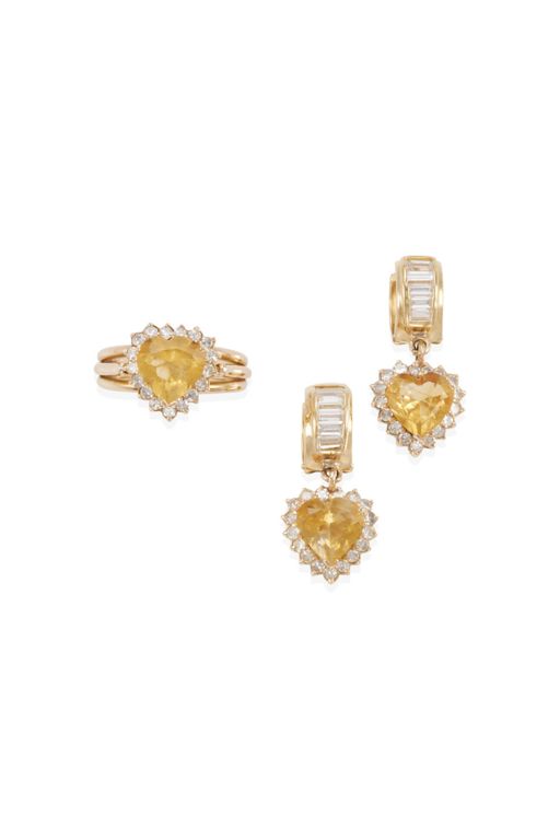 Gold Citrine and Diamond Jewelry Set