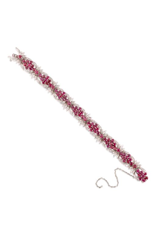 Silver Diamond and Ruby Bracelet