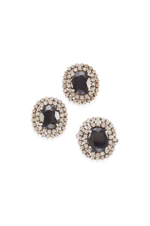 Silver Sapphire and Diamond Jewelry Set