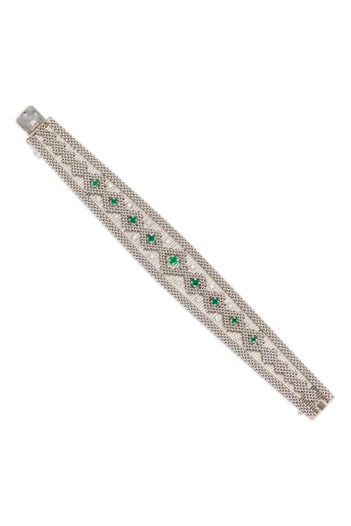 18k Gold Emerald and Diamond Bracelet