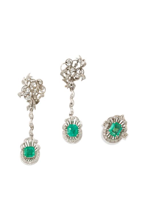 Silver Beryl and Diamond Jewelry Set