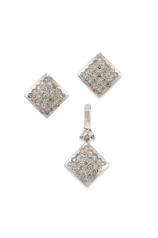 14k Gold Diamond Pendant and Earrings