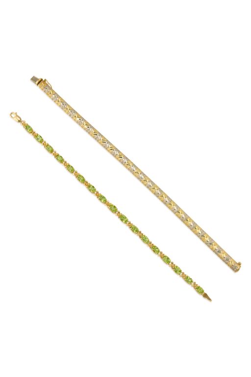 Two 12k Gold and 14k Gold Peridot Bracelets