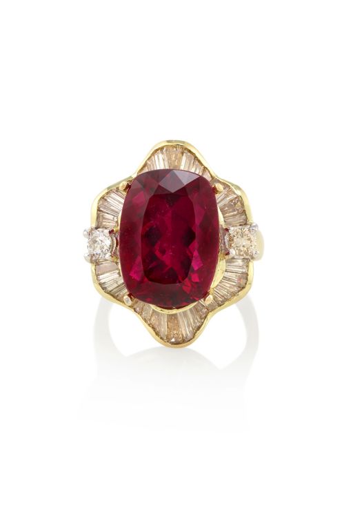 14k Gold Tourmaline and Diamond Ring