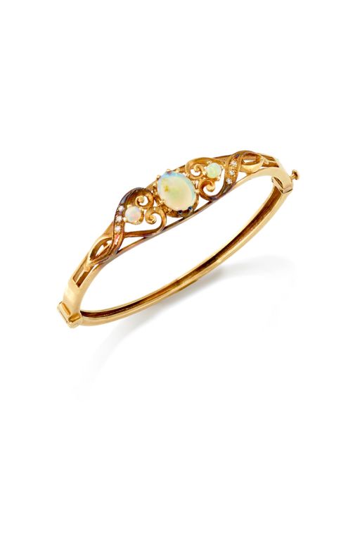 12k Gold Opal and Diamond Bracelet