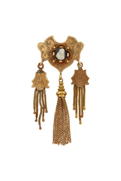 Gold Onyx Brooch