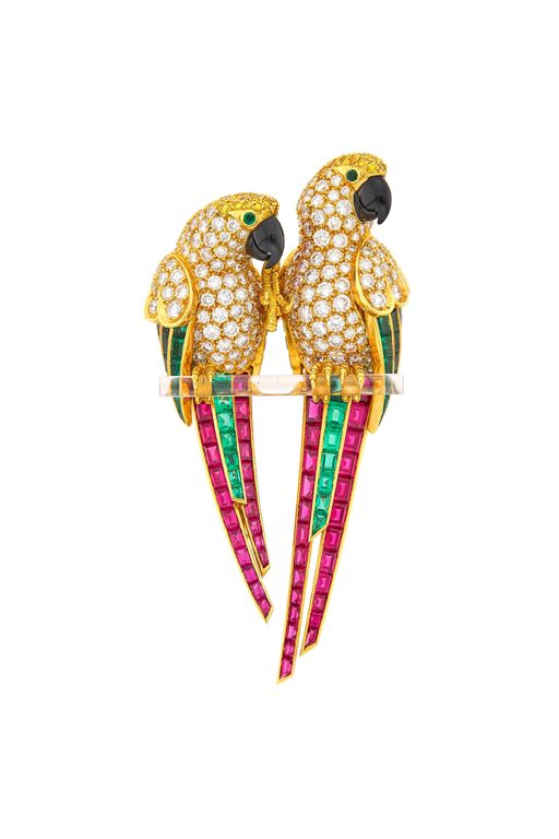18k Gold Multi-Gem Brooch