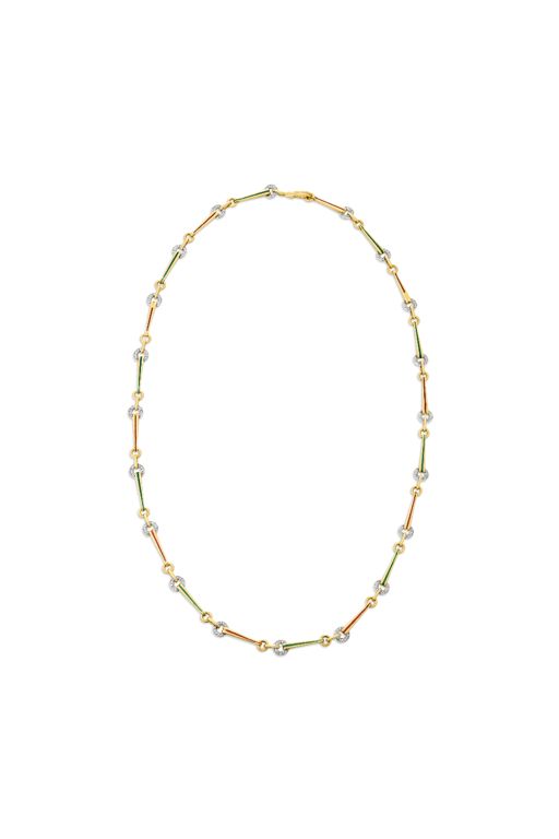 18k Gold Diamond and Enamel Chain Necklace