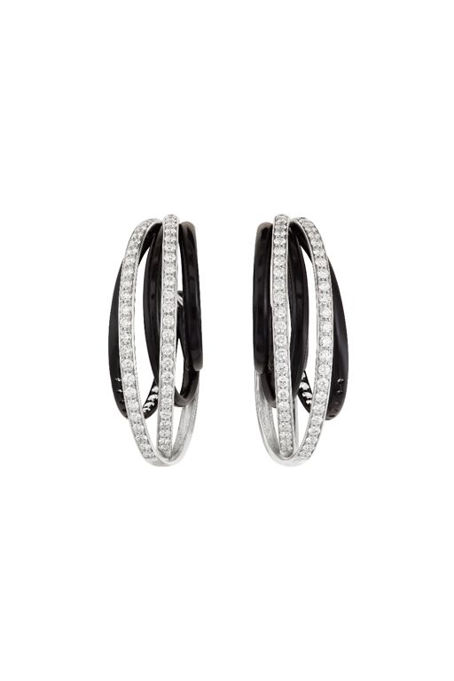 18k White Gold and Lacquer Diamond Earrings