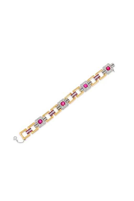 Yellow and White Gold Ruby and Diamond Bracelet