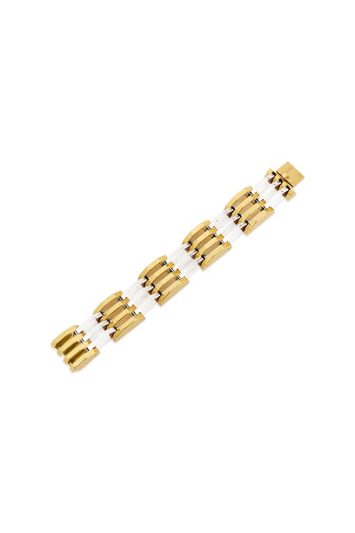 18k Yellow Gold Rock Crystal Link Bracelet