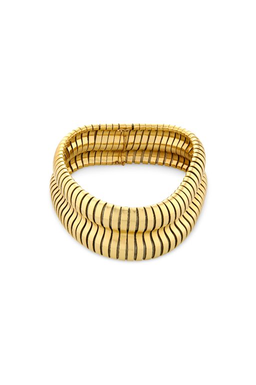 18k Yellow Gold and Steel Choker Necklace