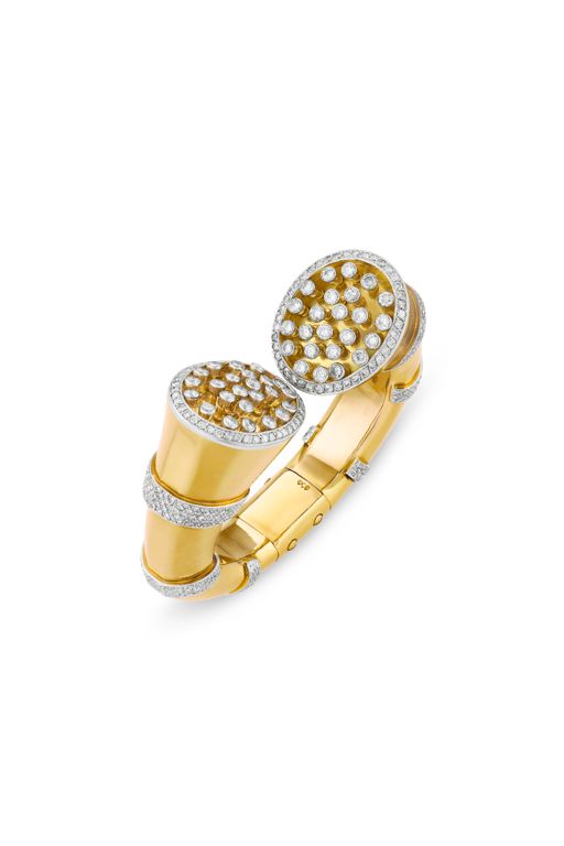 18k Yellow Gold and Platinum Diamond Cuff Bracelet