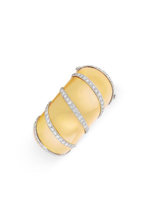 Yellow Gold and Platinum Diamond Bangle Bracelet