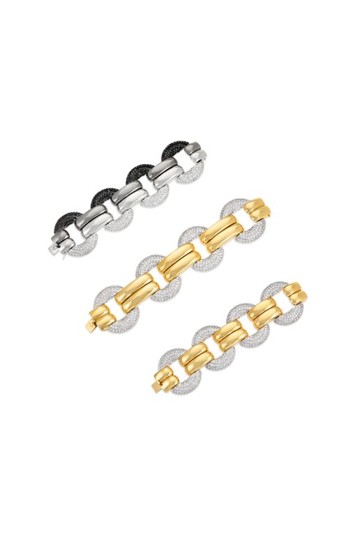 Three 18k Gold Diamond Link Bracelets