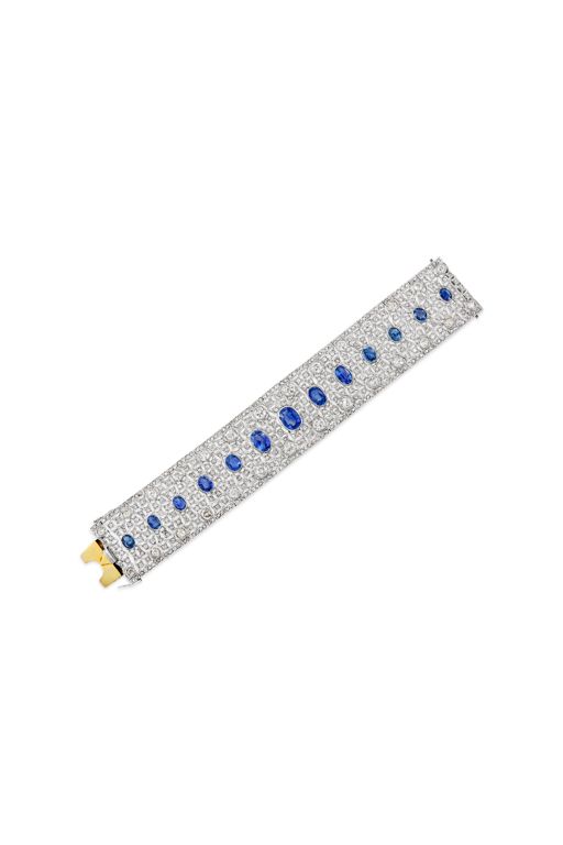 Platinum Sapphire and Diamond Bracelet