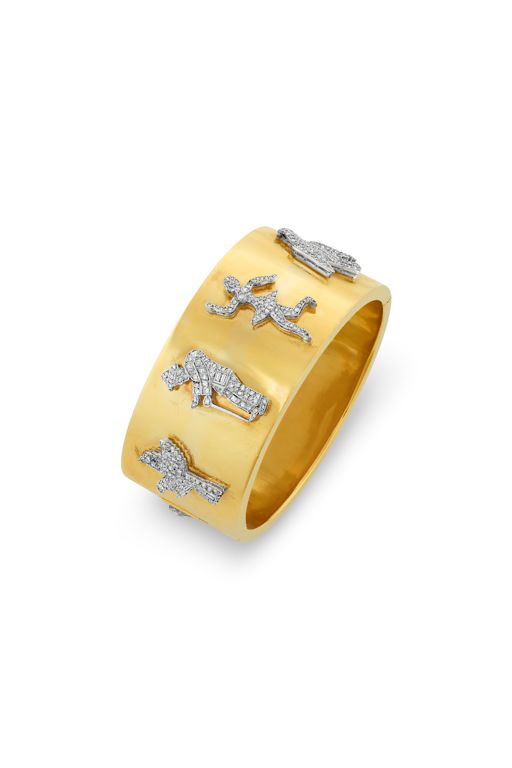 18k Gold and Platinum Diamond Bangle Bracelet