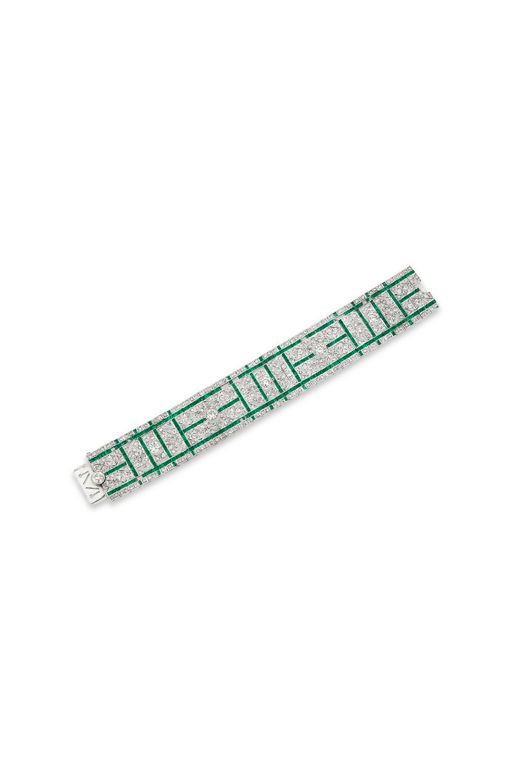 Platinum Emerald and Diamond Bracelet