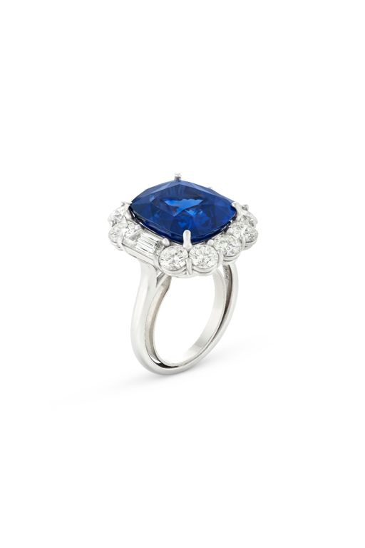 Platinum Sapphire and Diamond Ring