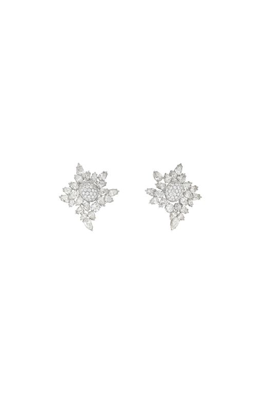Platinum Diamond Cluster Earrings