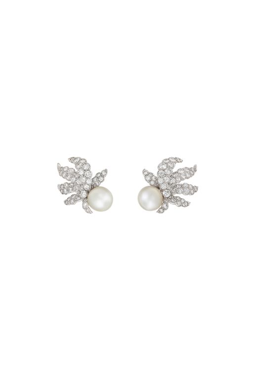 Platinum Pearl and Diamond Earrings