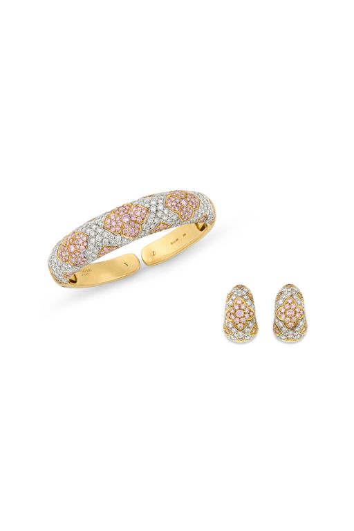 18k Yellow Gold Diamond Jewelry Set
