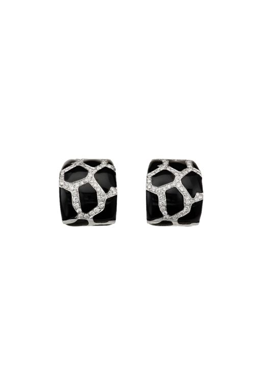18k White Gold Enamel and Diamond Earrings