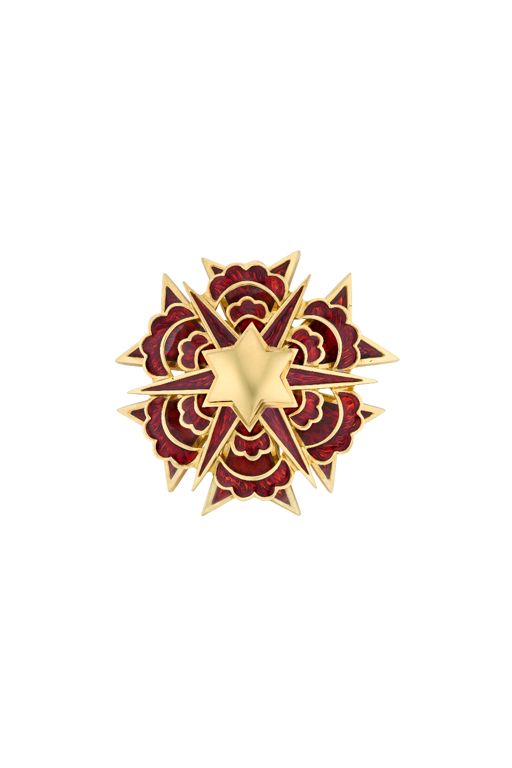 18k Gold Enamel Maltese Cross Pendant/Brooch