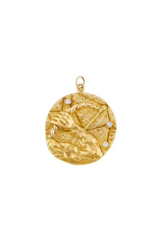 18k Yellow Gold Diamond Sagittarius Zodiac Pendant