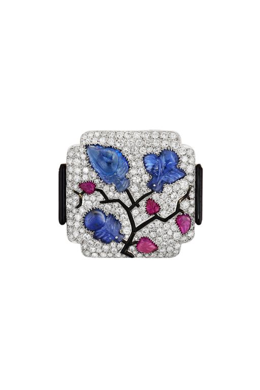 Platinum Multi-Gem Brooch