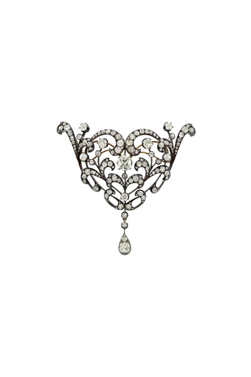 Platinum-Topped Gold Diamond Brooch