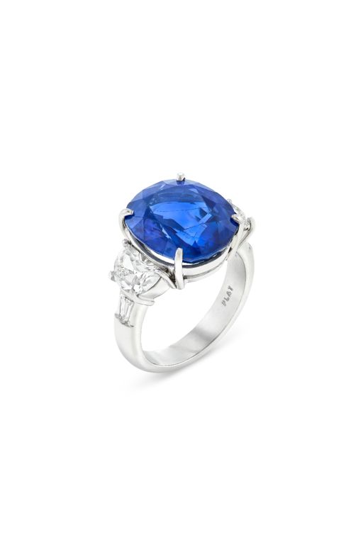 Platinum Sapphire and Diamond Ring