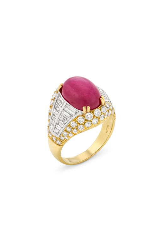 18k Yellow Gold Ruby and Diamond Ring