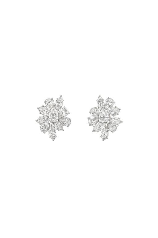Platinum Diamond Cluster Earrings